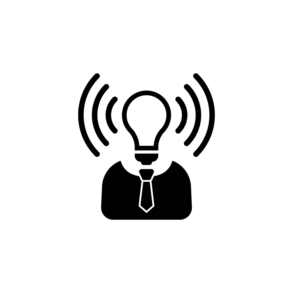 Image of lightbulb in suit emitting brainwaves