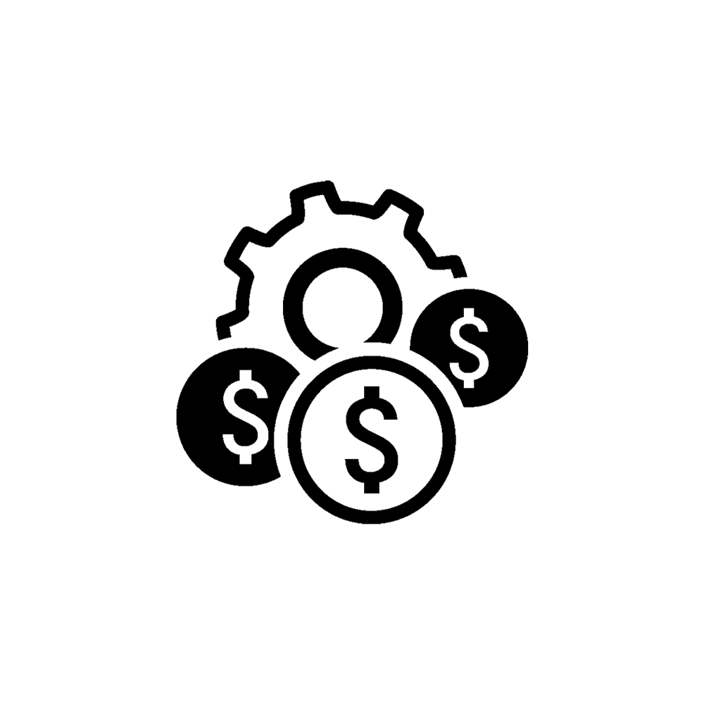 Image of gear with money around it